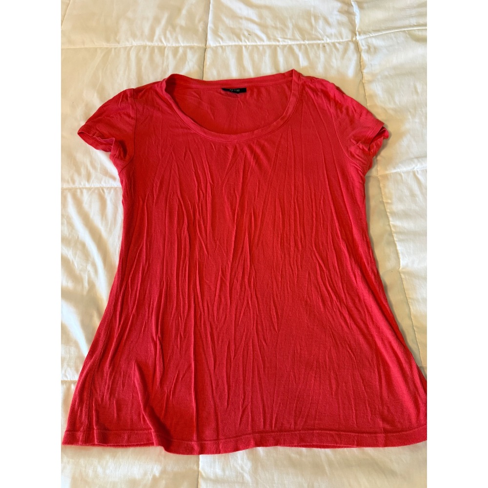 Apt. 9 Womens Red Ribbed Scoop Neck Short Sleeve T-Shirt XL RN 73277